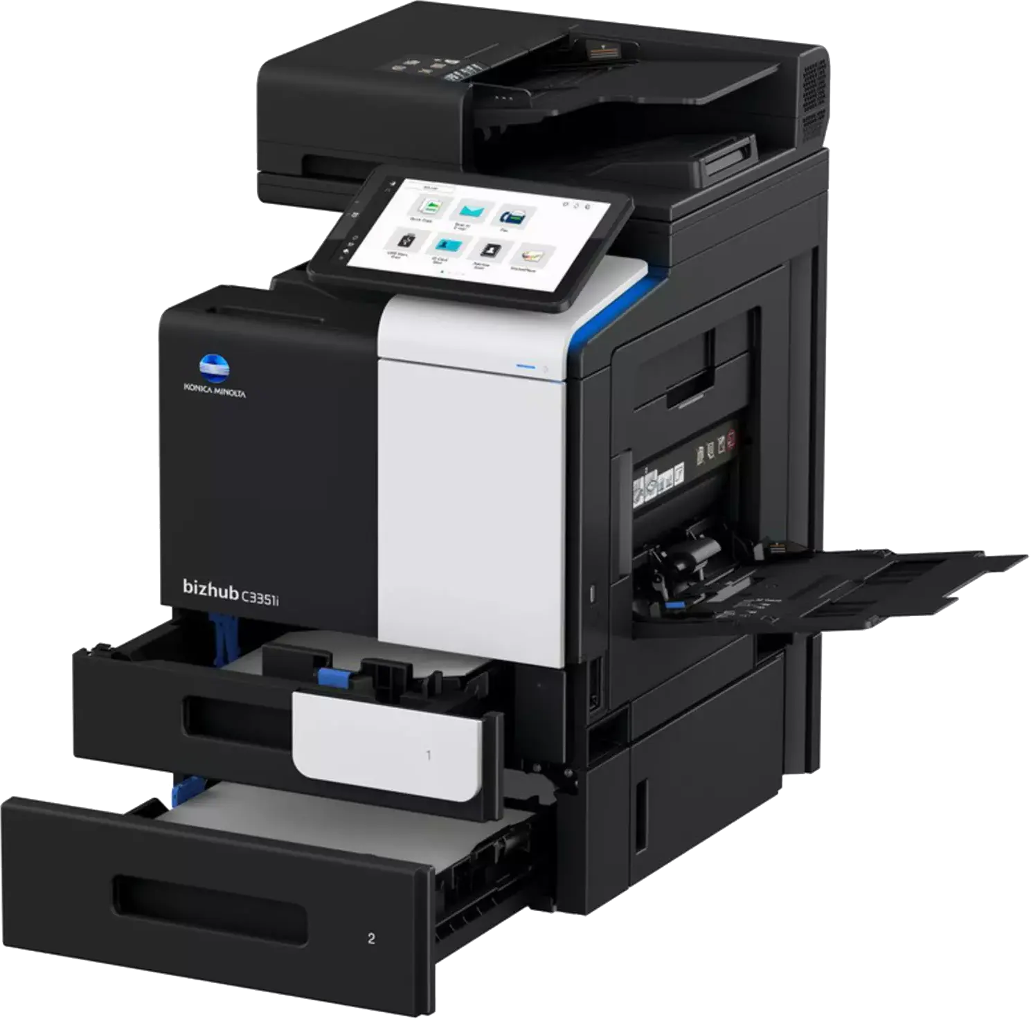 Konica Minolta bizhub C3351i alle lades open